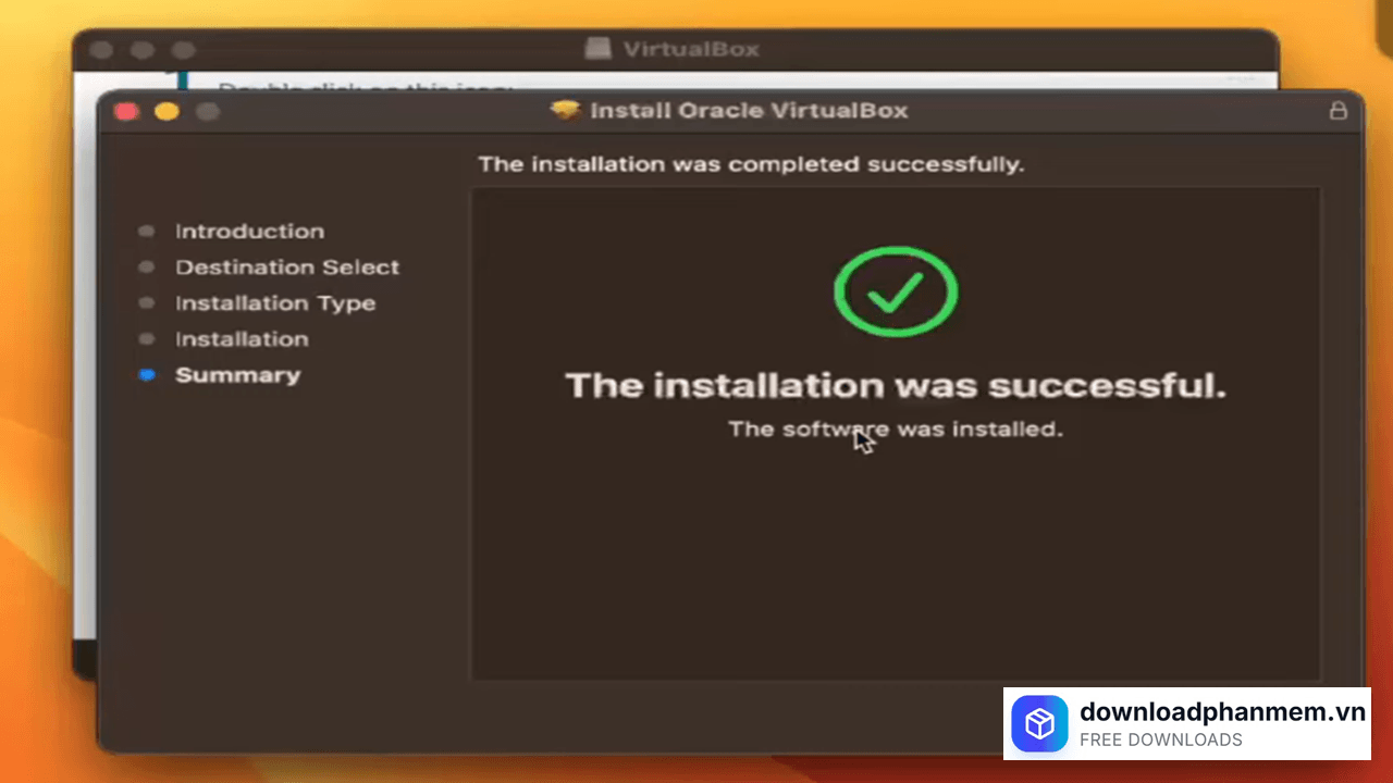 Cửa sổ cài đặt thành công