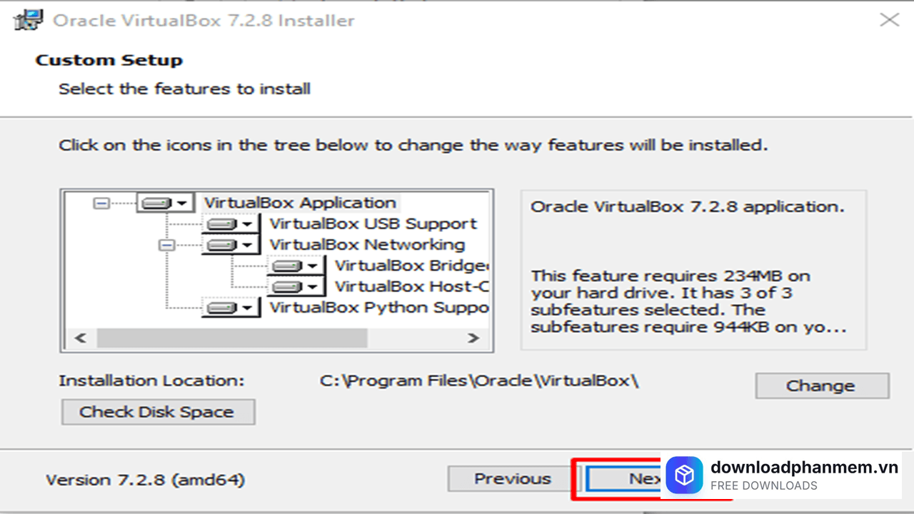 Tiếp tục nhấn Next