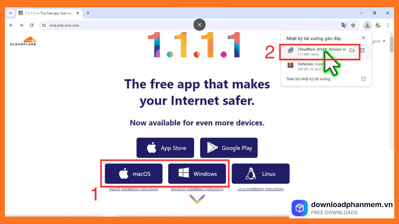 Nhấn chọn Windows tải xuống phần mềm