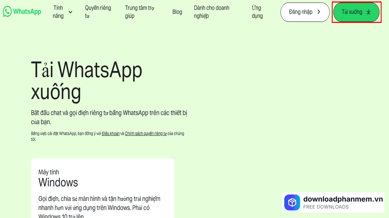 Nhấn mục Tải xuống