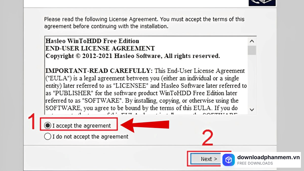 Nhấn I accept... và chọn Next