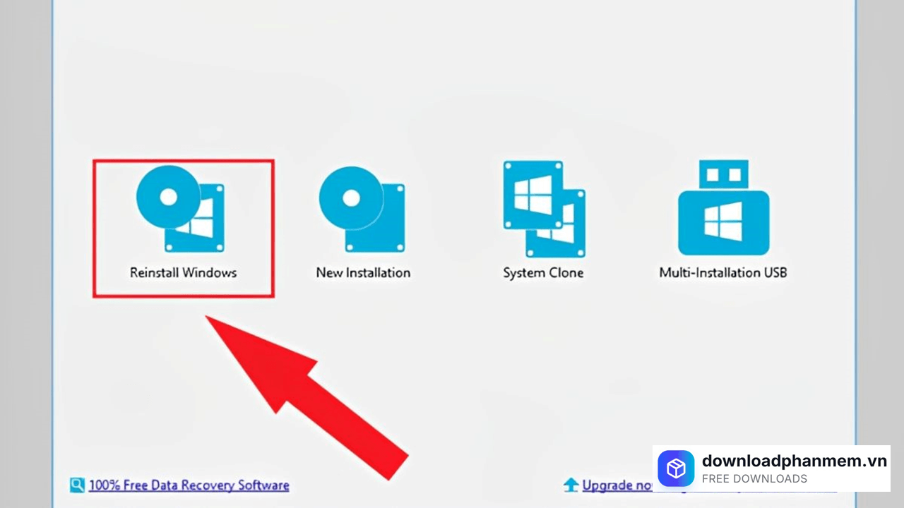 Nhấn mục Reinstall Windows
