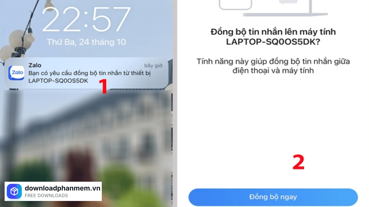 Nhấn Đồng bộ ngay