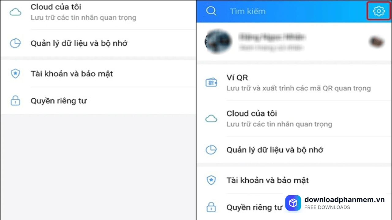 Chọn Cài đặt bên phải màn hình