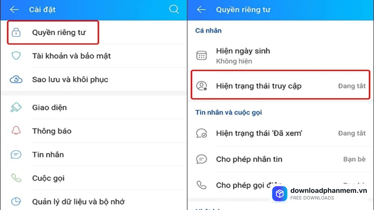 Tắt mục hiện trạng truy cập