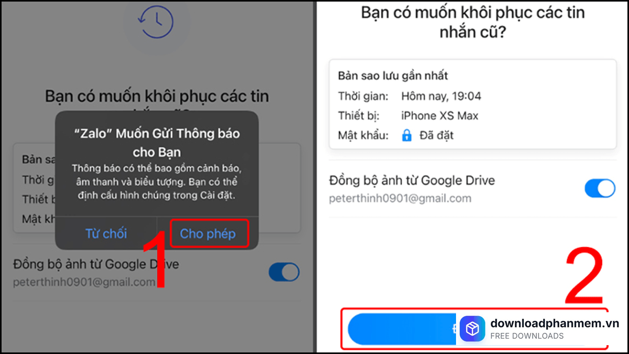 Cho phép Zalo gửi thông báo Cho phép Zalo gửi thông báo