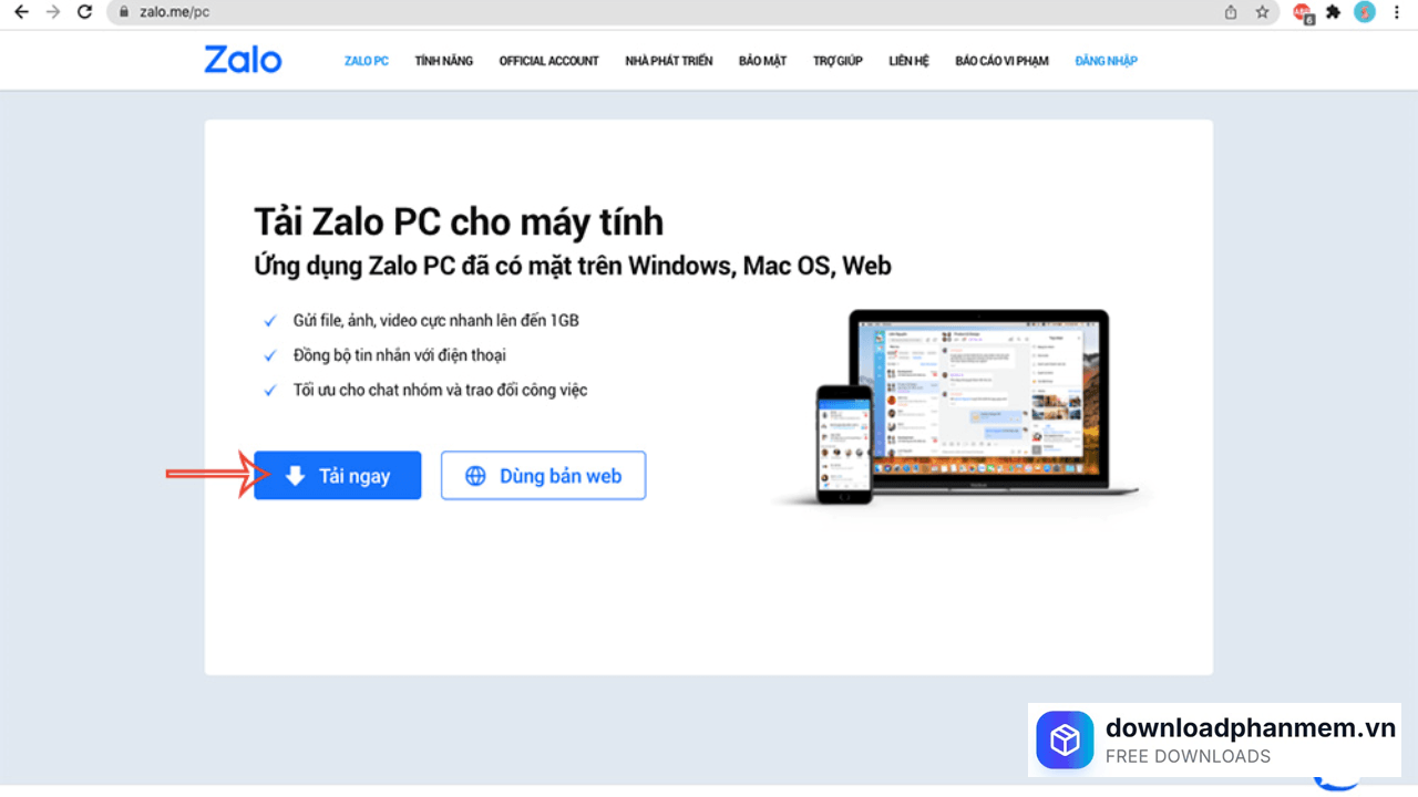 Nhấn mục Tải ngay